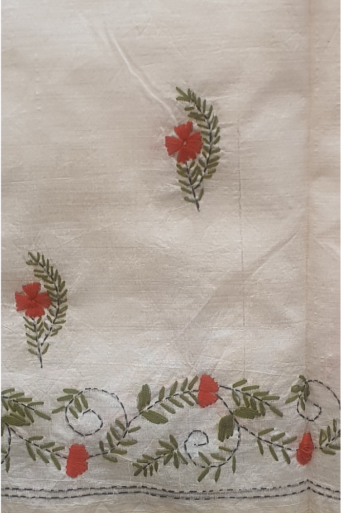 Off White Ivory Sari Art Silk Saree Party Sari