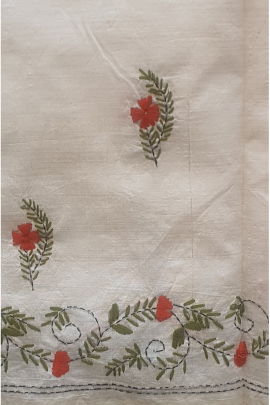 Off White Ivory Sari Art Silk Saree Party Sari
