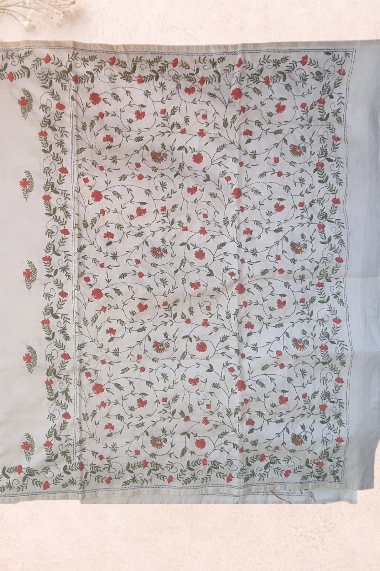 Koonjitha kantha stitch saree