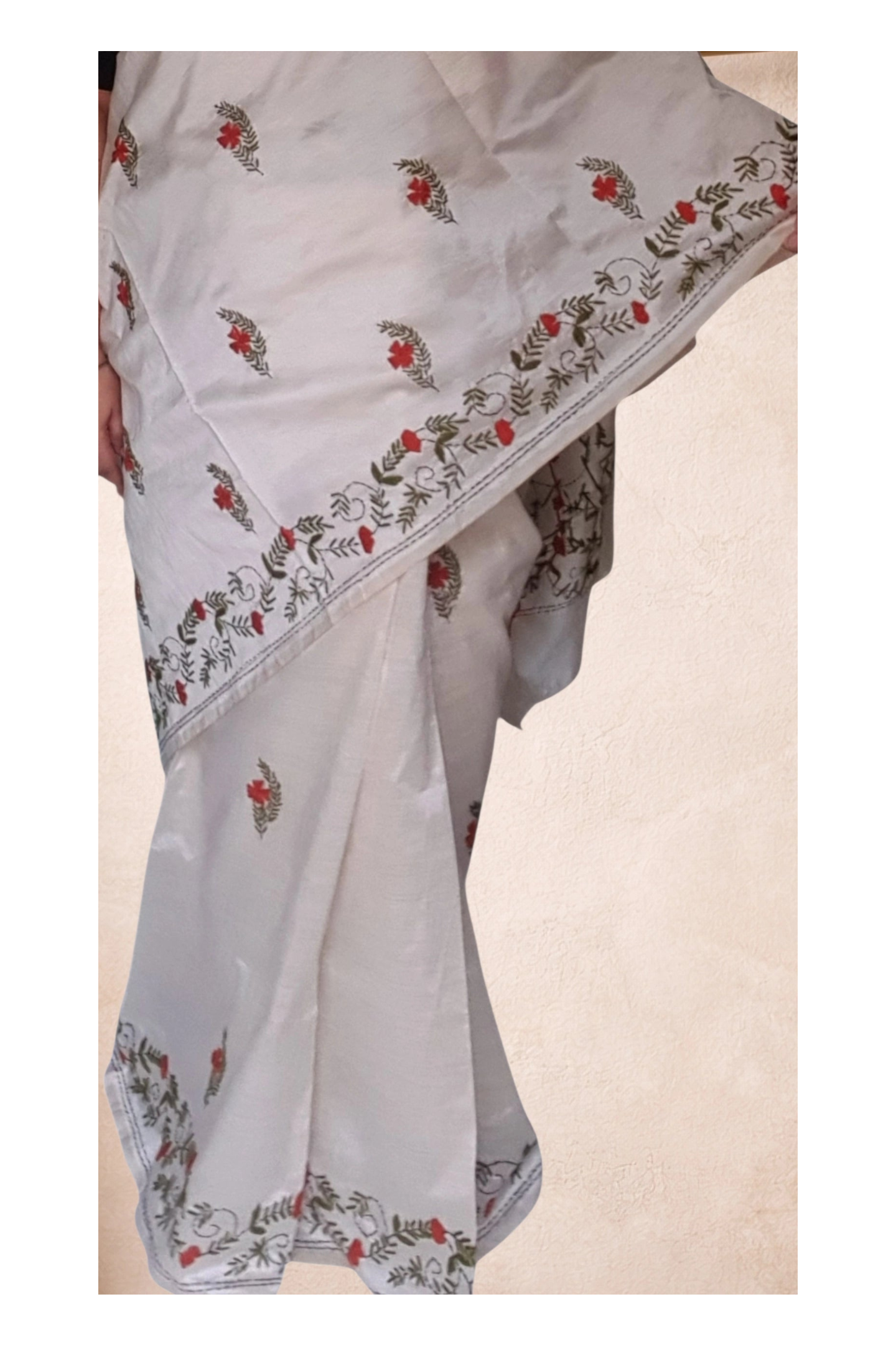Koonjitha kantha stitch saree