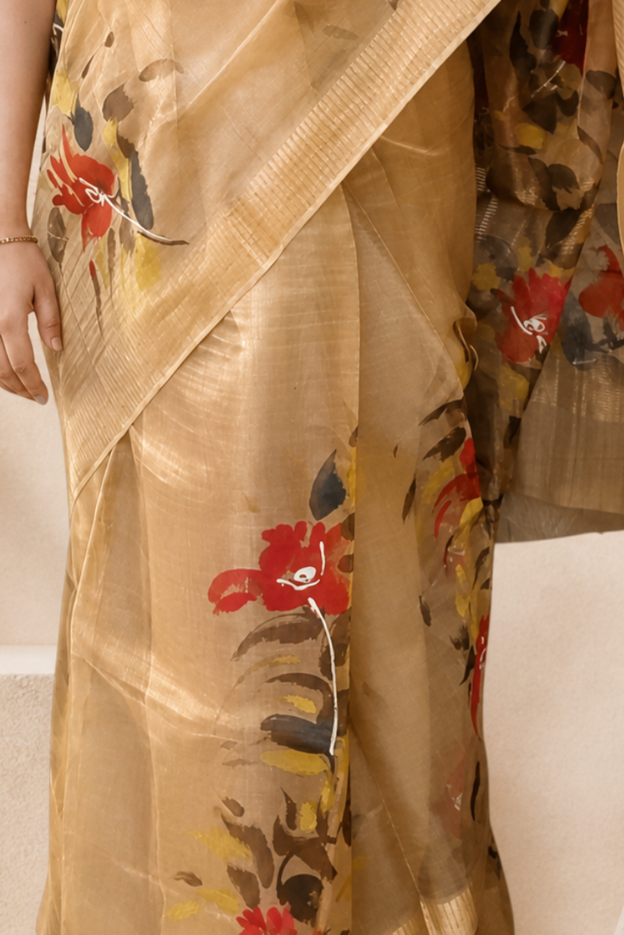 pure golden tissue saree