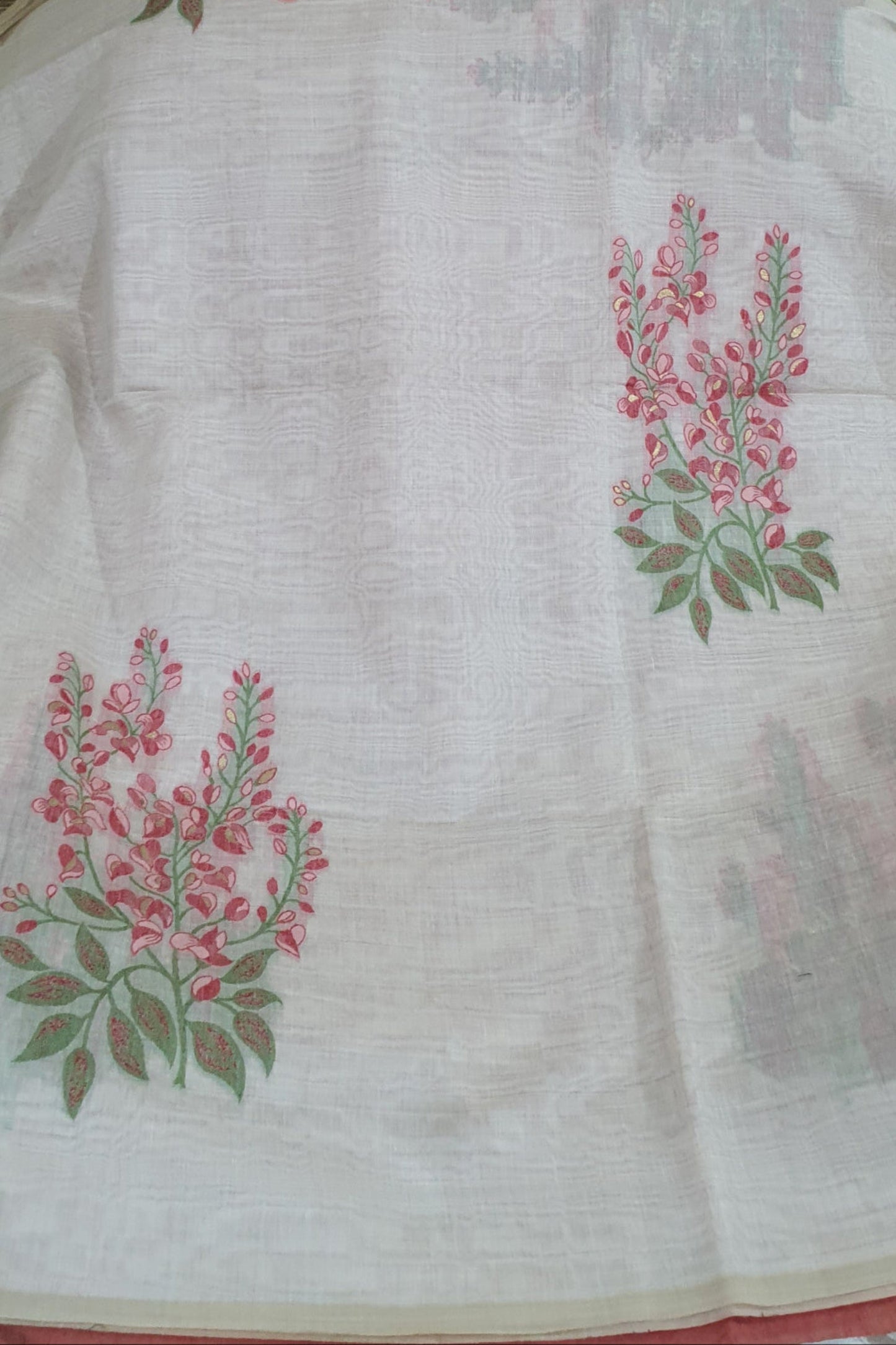 pure muslin cotton red flowers saree