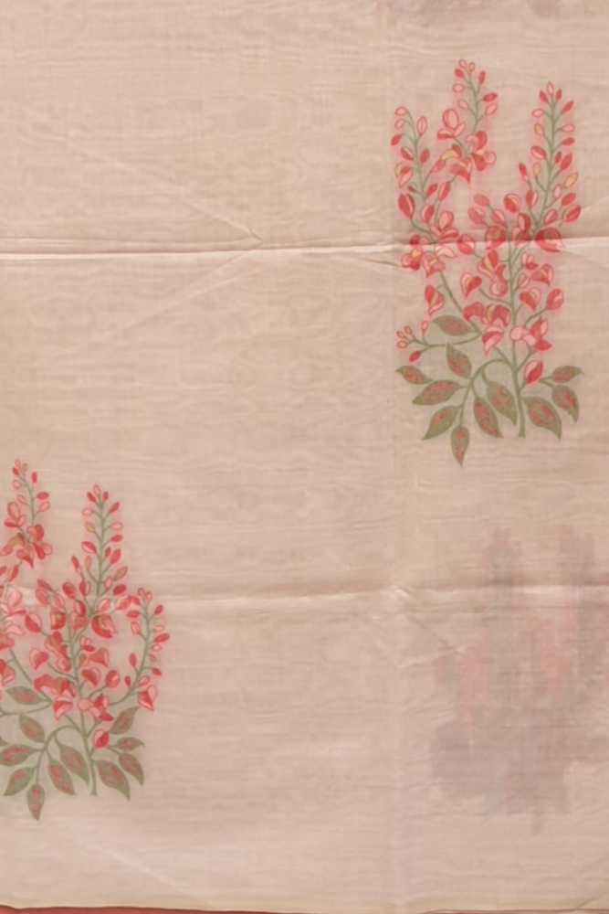 Pure muslin cotton saree with weaved work 