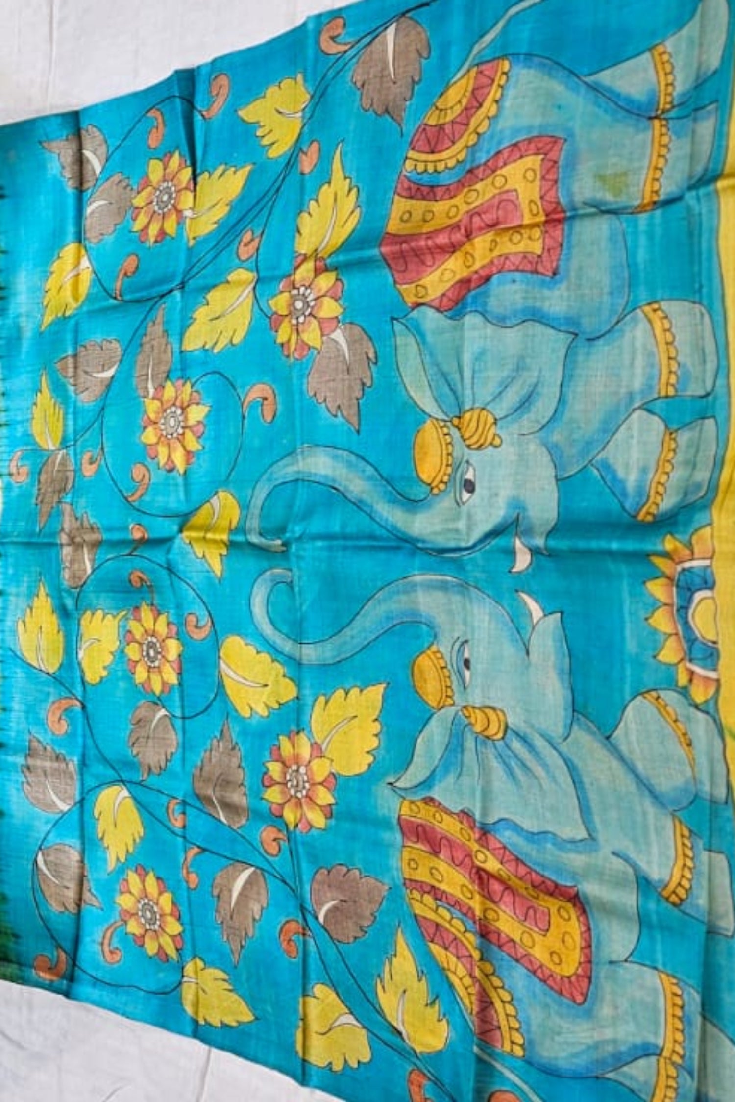 Koonjitha_pure_tussar_fusion_shibori_kalamkari_saree
