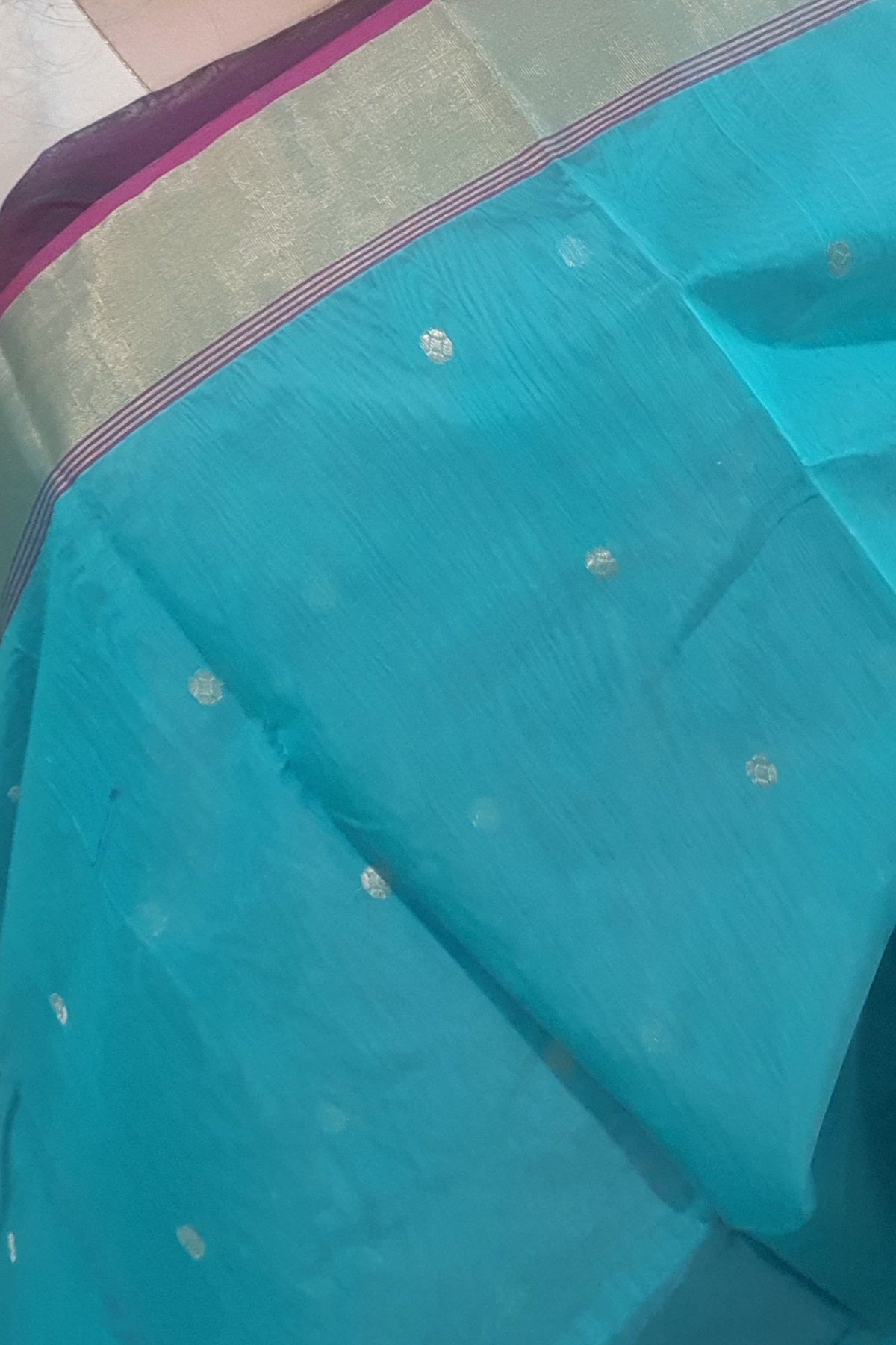 Pure handloom rama chanderi saree