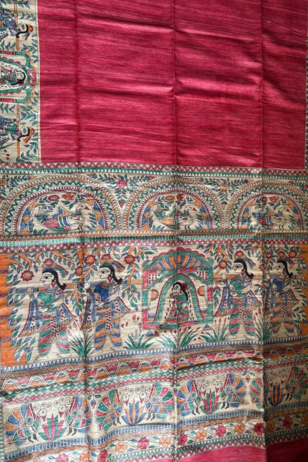 pure tussar handloom handpainted saree