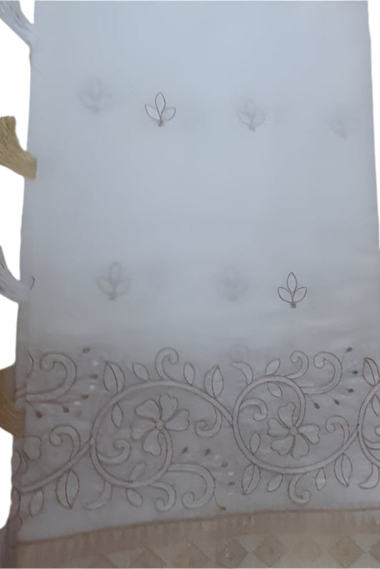 White Golden Sari Kerala cotton saree 