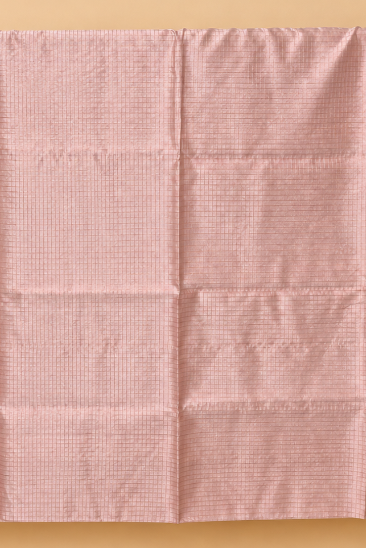 Light Rose Pink Zari checks Handwoven Pure Maheshwari Saree5