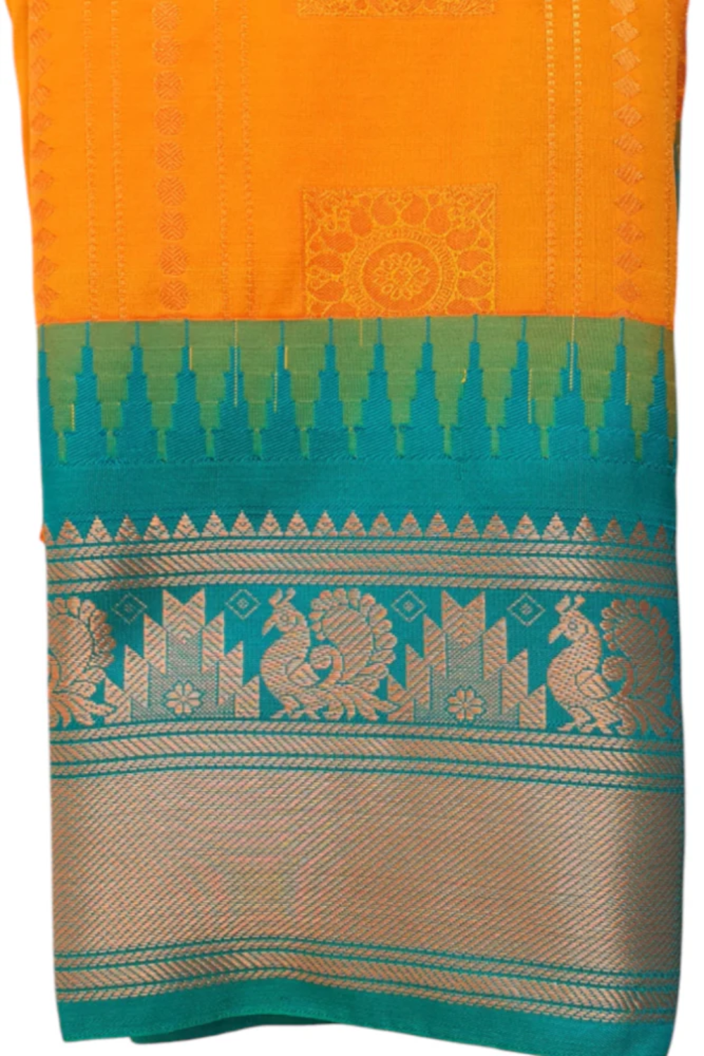 Orange Pure kanjiwaram silk saree