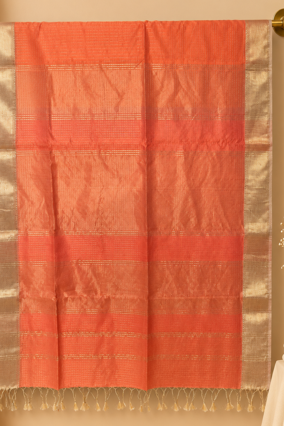 Orange_Zari_checks_Handwoven_Pure_Maheshwari_Saree6