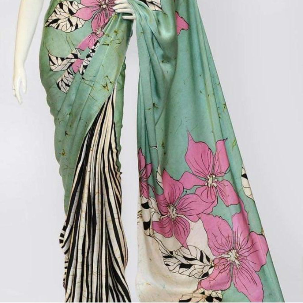 Green Black Sari Pure Silk Saree\Green Bl modern minimal party wear saree