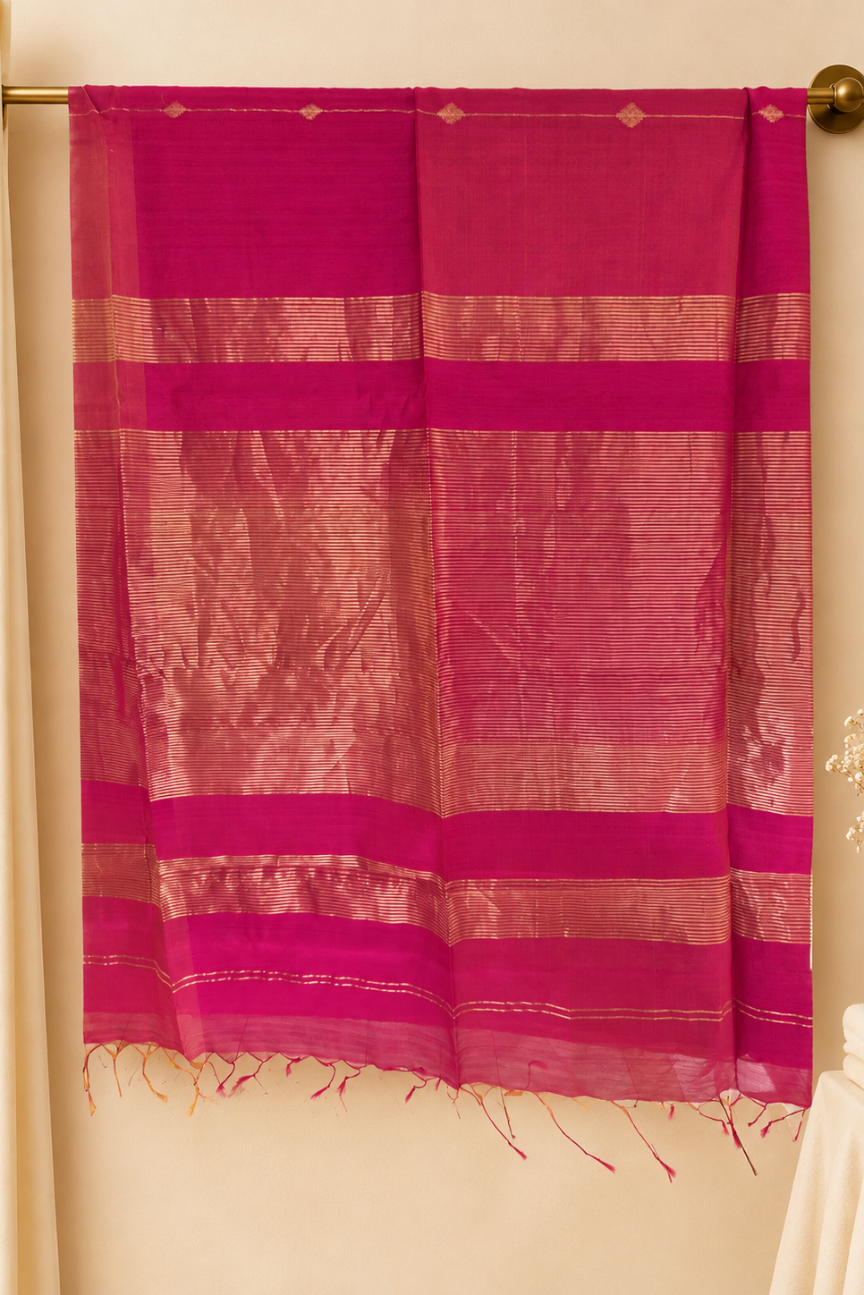Pink orange dual tone saree_2