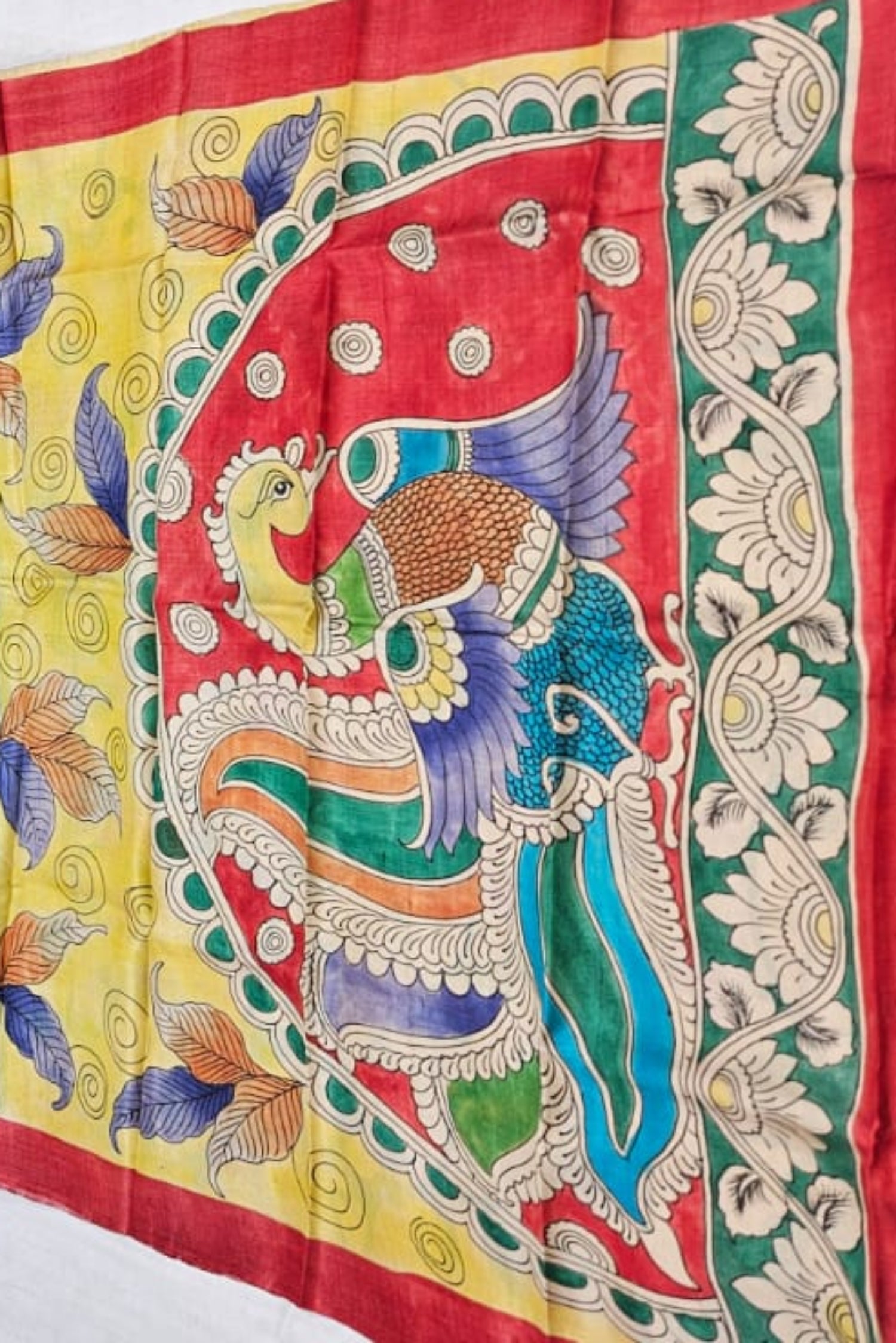 Pure Tussar Handloom Saree with Hand Pen Kalamkari Pallu