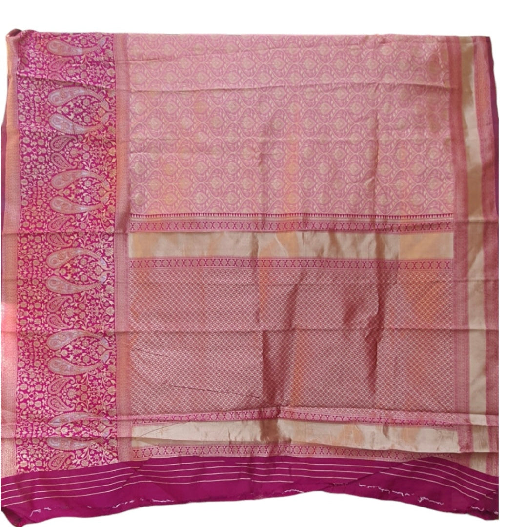 Soft Banarasi Saree party wear pink deep ink colour