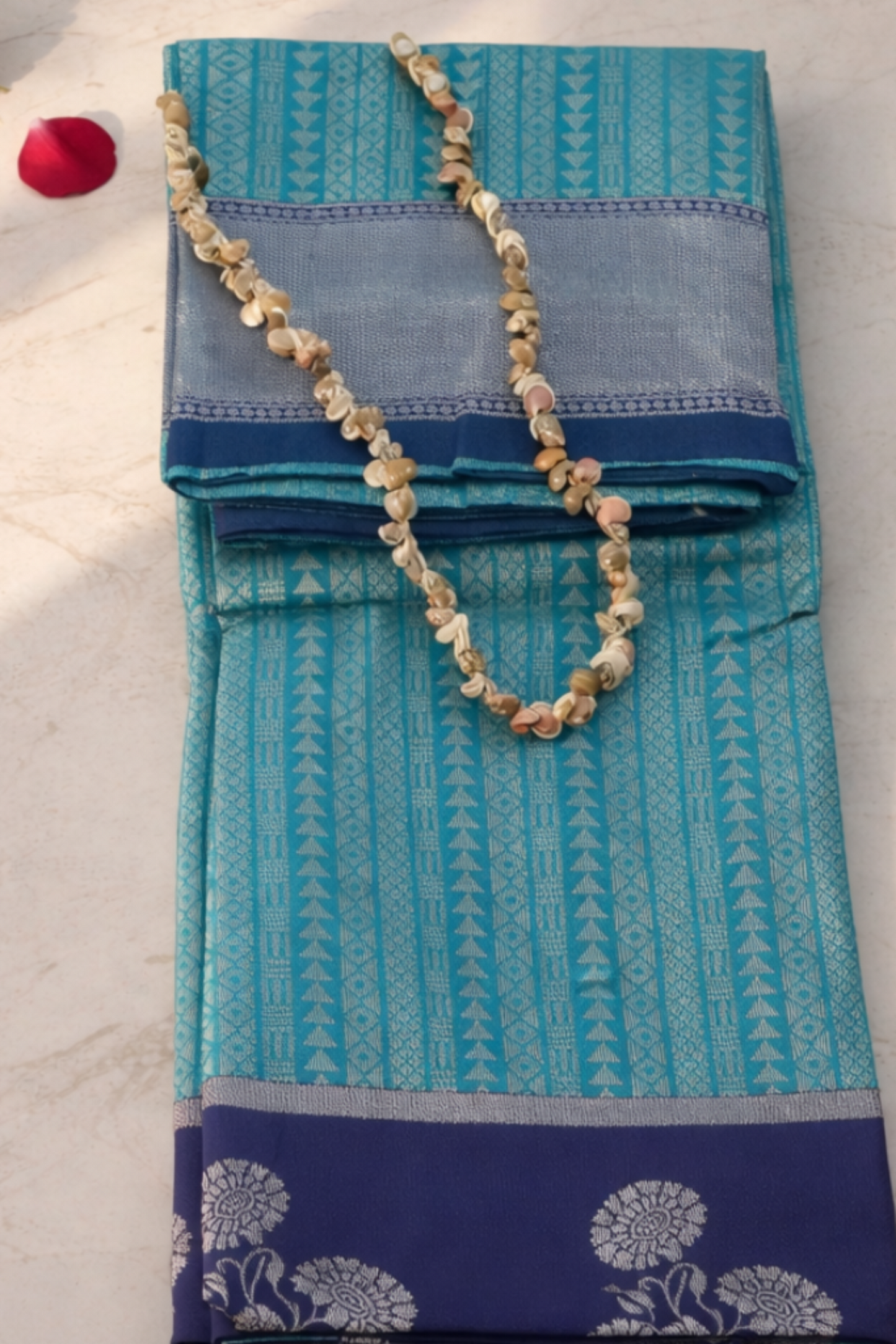 Teal Blue Soft Silk Saree