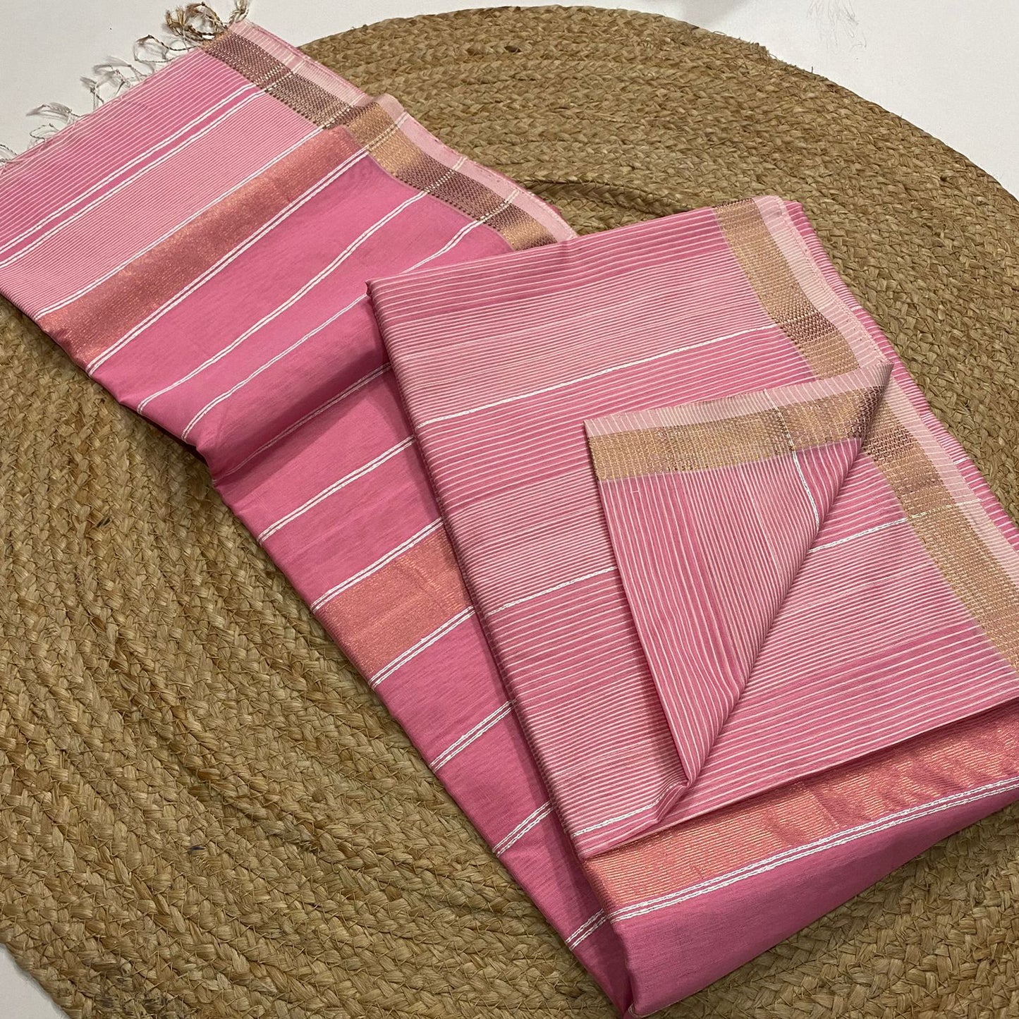 Long Strip Pure Handwoven Maheshwari Saree