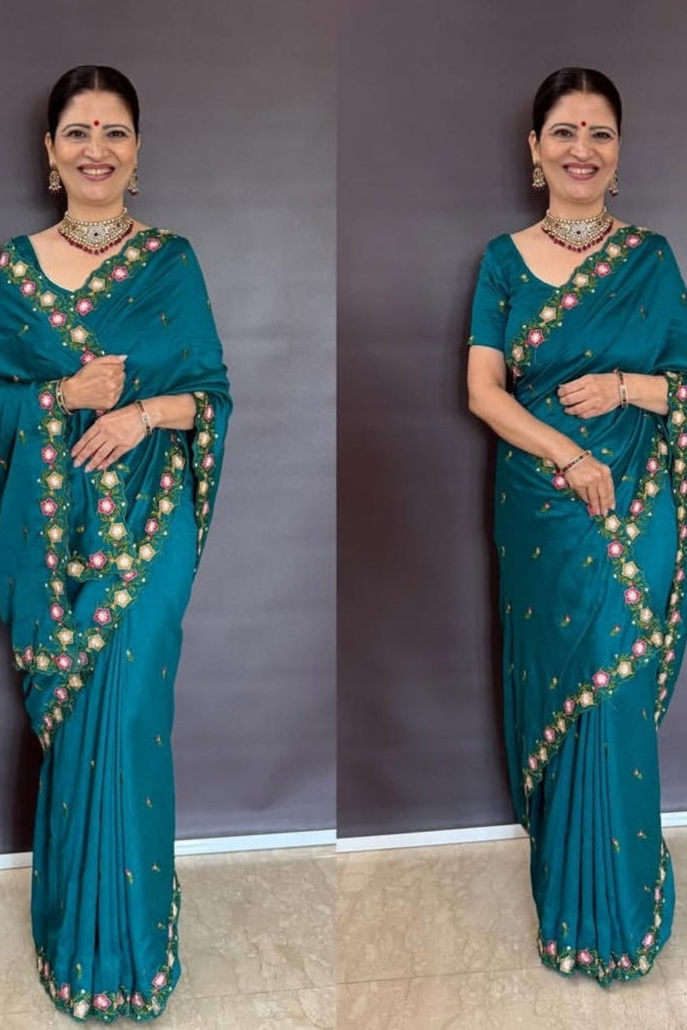Heena Gehani Parsi work C Pallu fancy Saree