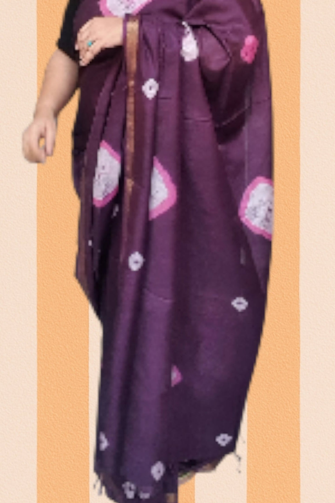 Violet Pure Spun Silk Saree