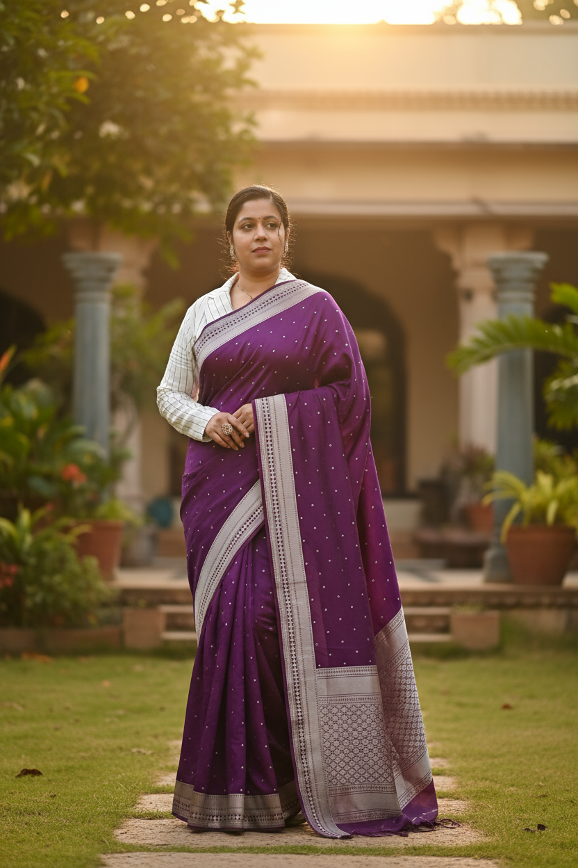 Violet Self Pure Luxury Banarasi Mashru