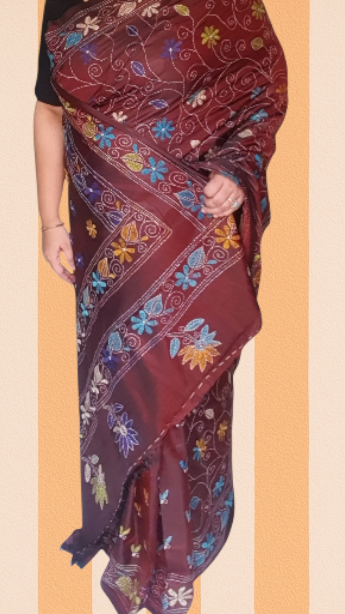 Maroon Kantha Silk