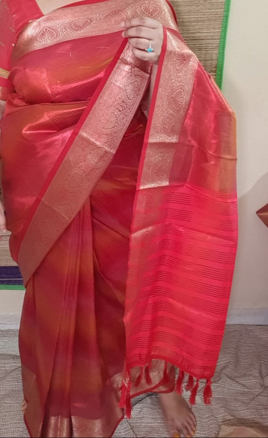 Red Multi Strip Glass Tissue