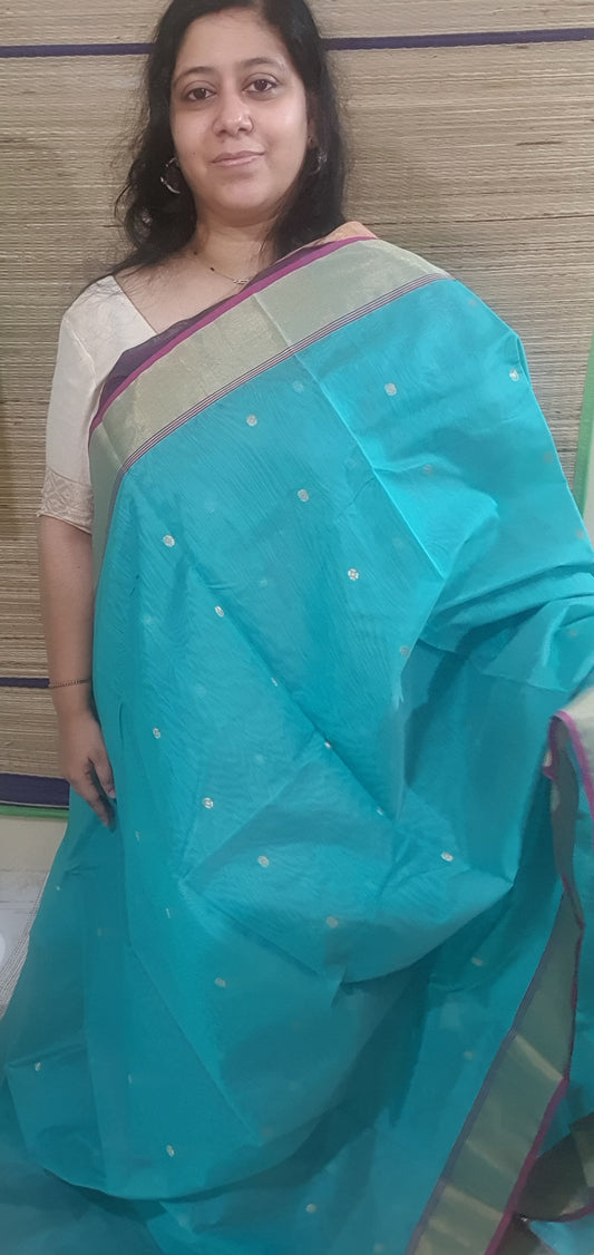 Rama Green Pure Chanderi Cotton Silk