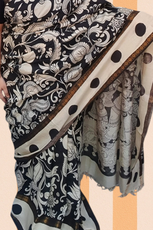Kalamkari Hand painted Pure Bangalore Silk KM03