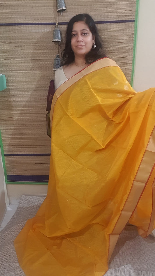 Haldi Yellow Pure Chanderi Cotton Silk