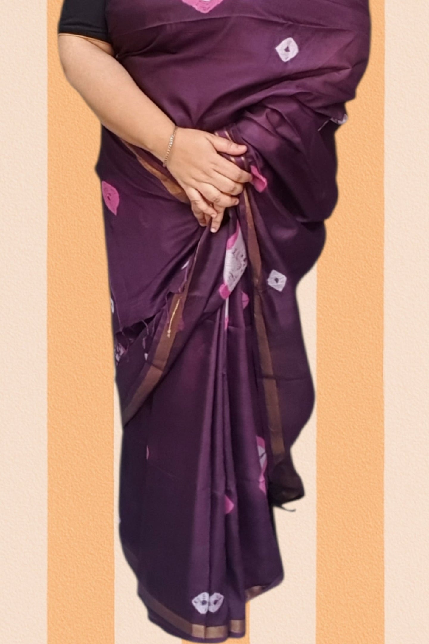 Violet Pure Spun Silk Saree