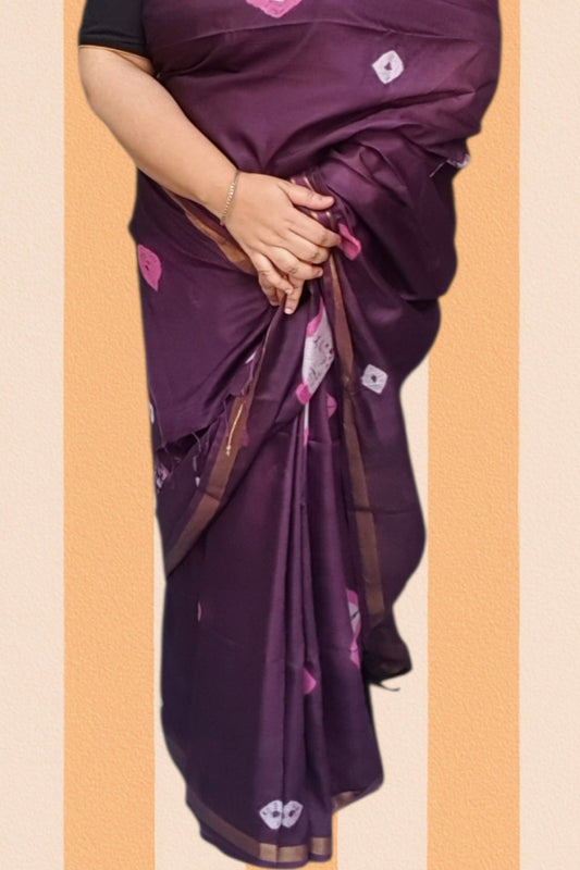 Violet Pure Spun Silk Saree