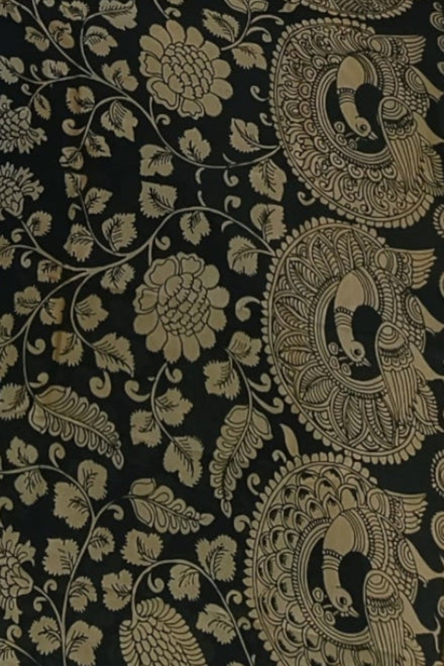 Kalamkari Hand painted Pure Mangalgiri Silk Saree KM01