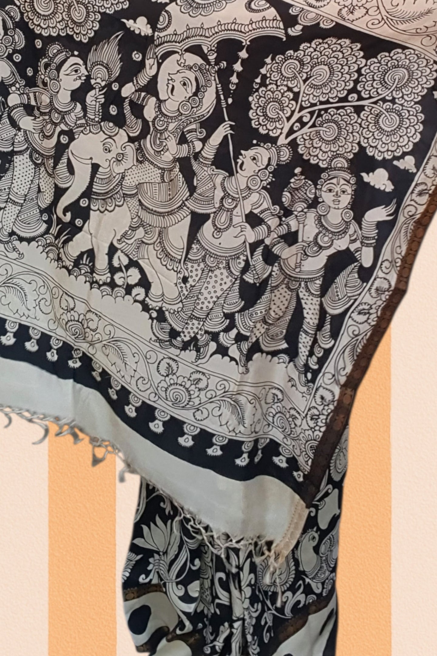 Kalamkari Hand painted Pure Bangalore Silk KM03