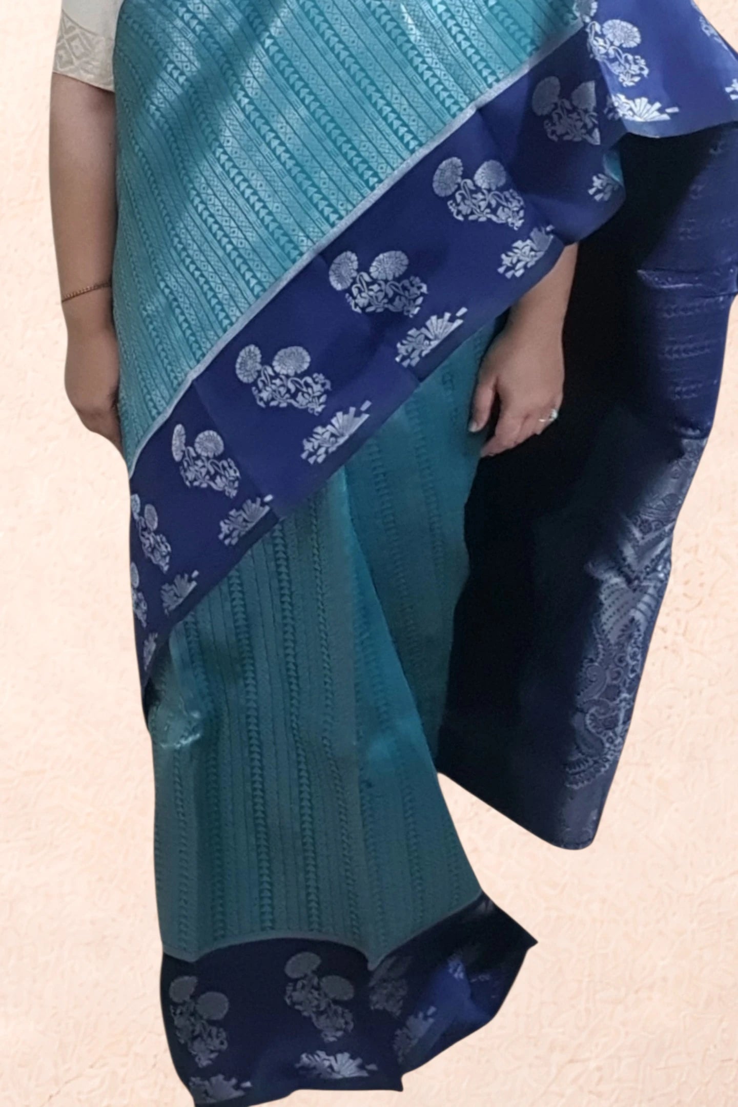 Teal Blue Soft Silk Saree