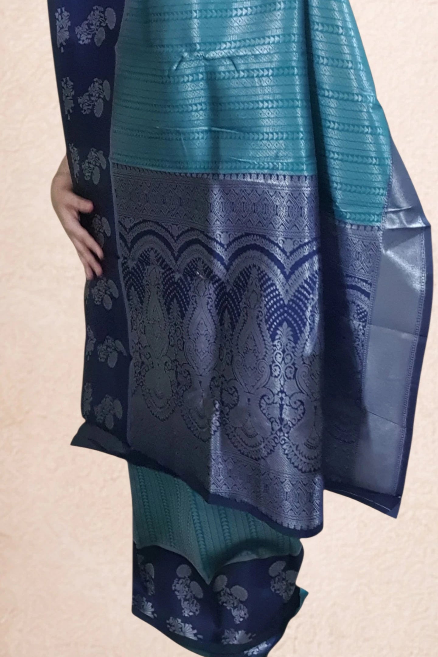 Teal Blue Soft Silk Saree