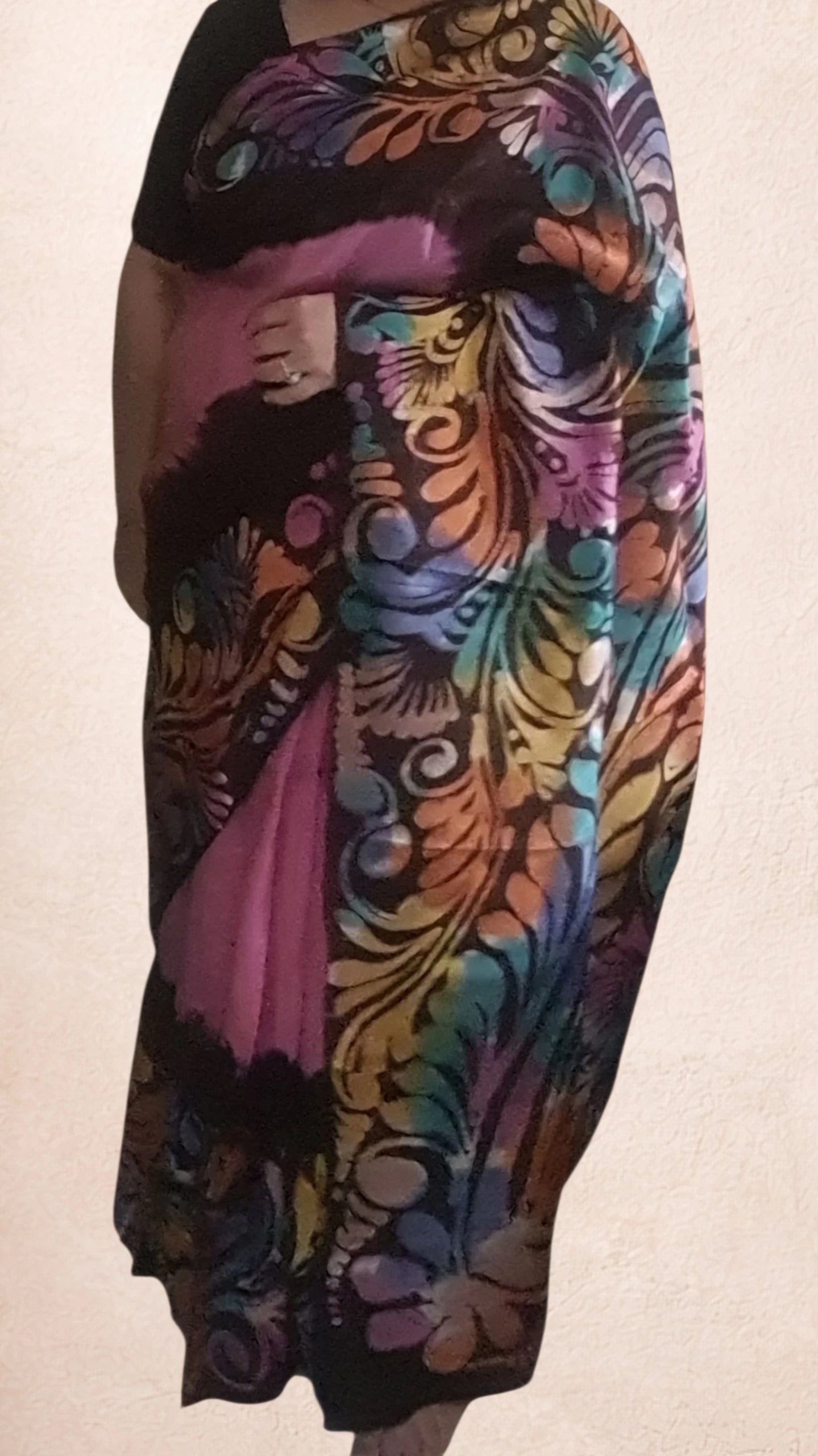 Pink mulricolor handpainted saree