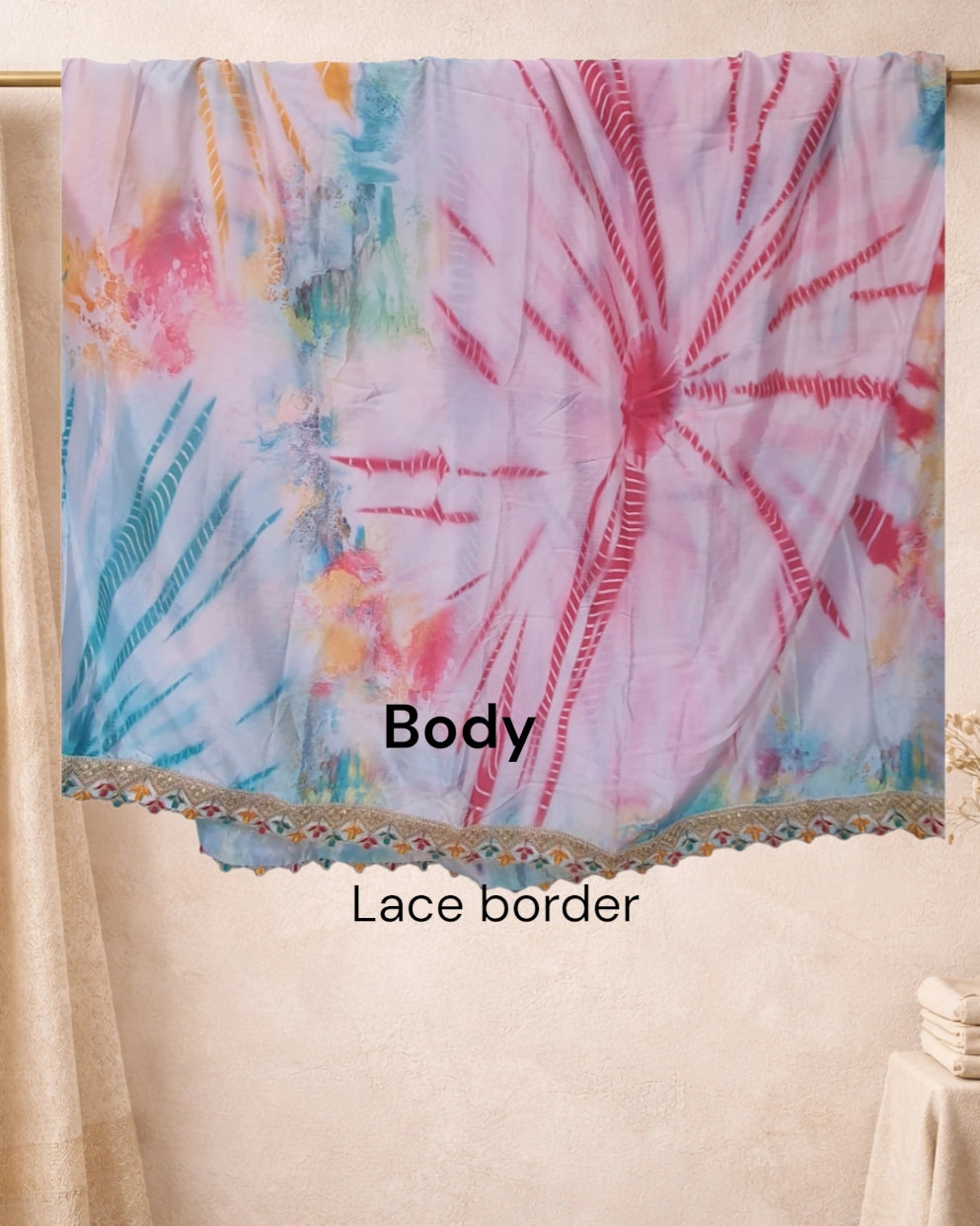 Multicolor Vibrant Shibori with lace