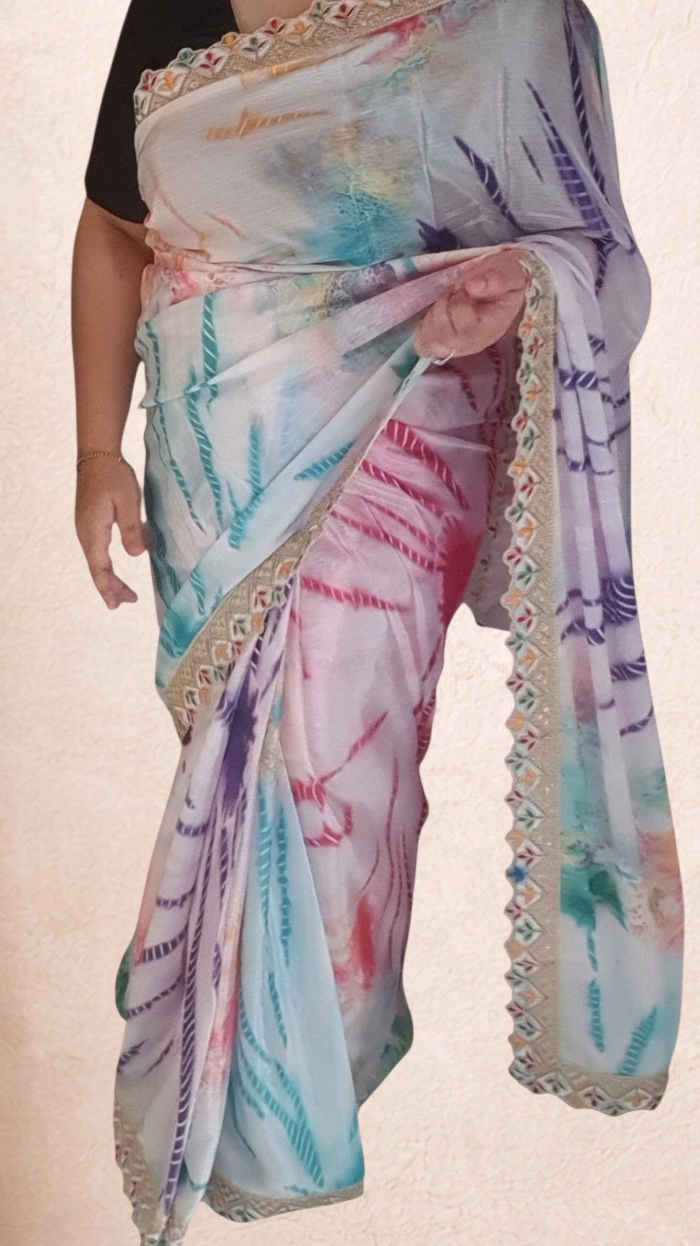 Multicolor Vibrant Shibori with lace