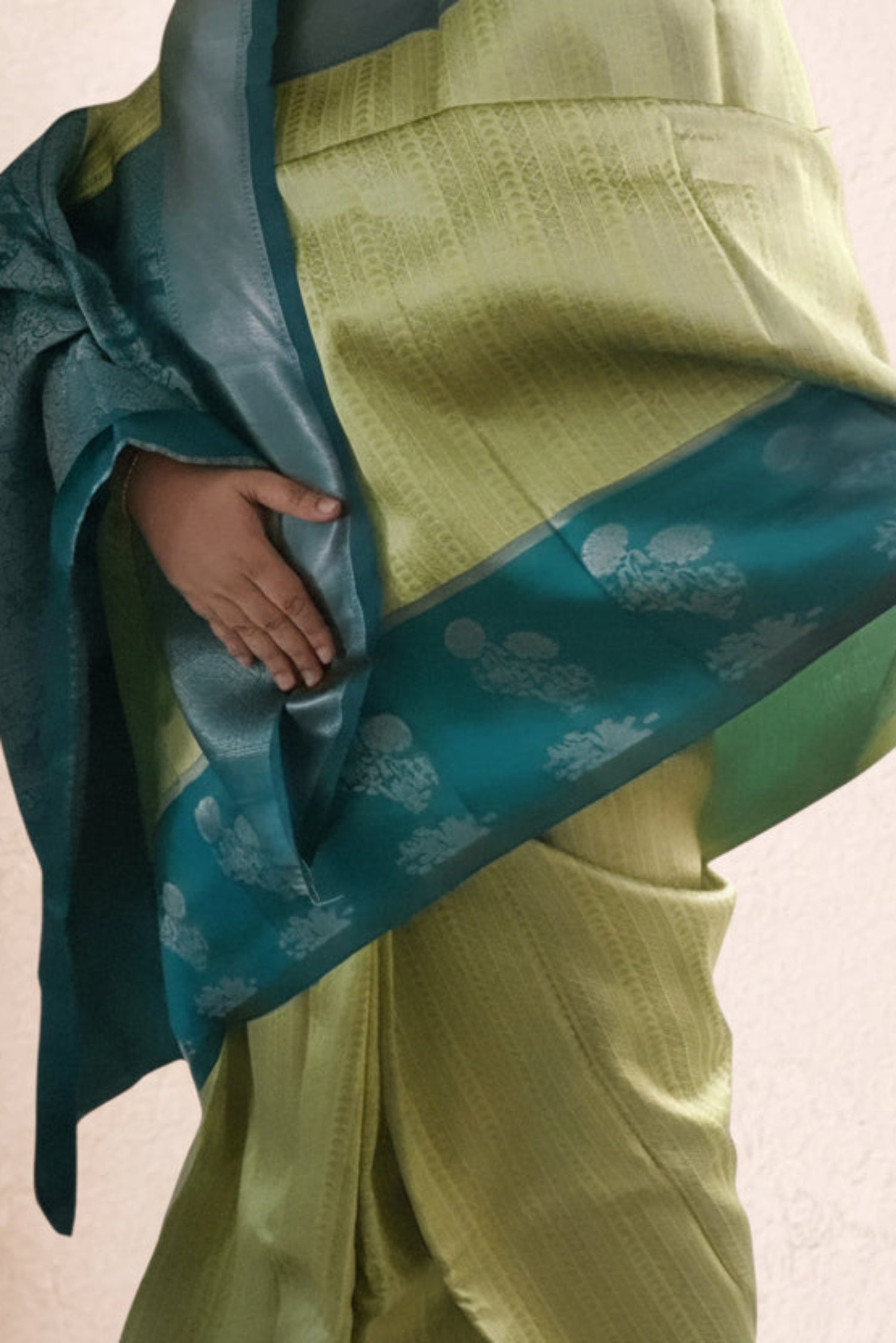 Neon Yellow Soft Silk Saree with Green Border | KOONJITHA